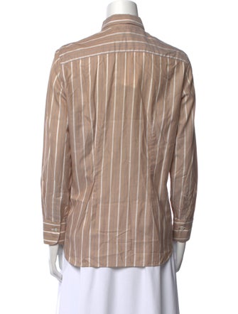 Kiton Striped Long Sleeve Button-Up Top