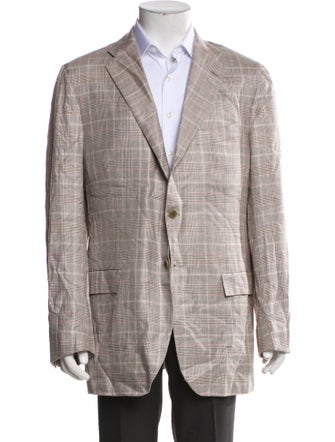 Kiton Cashmere Plaid Print Blazer