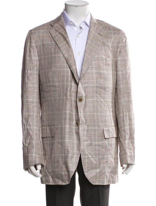 Kiton Cashmere Plaid Print Blazer