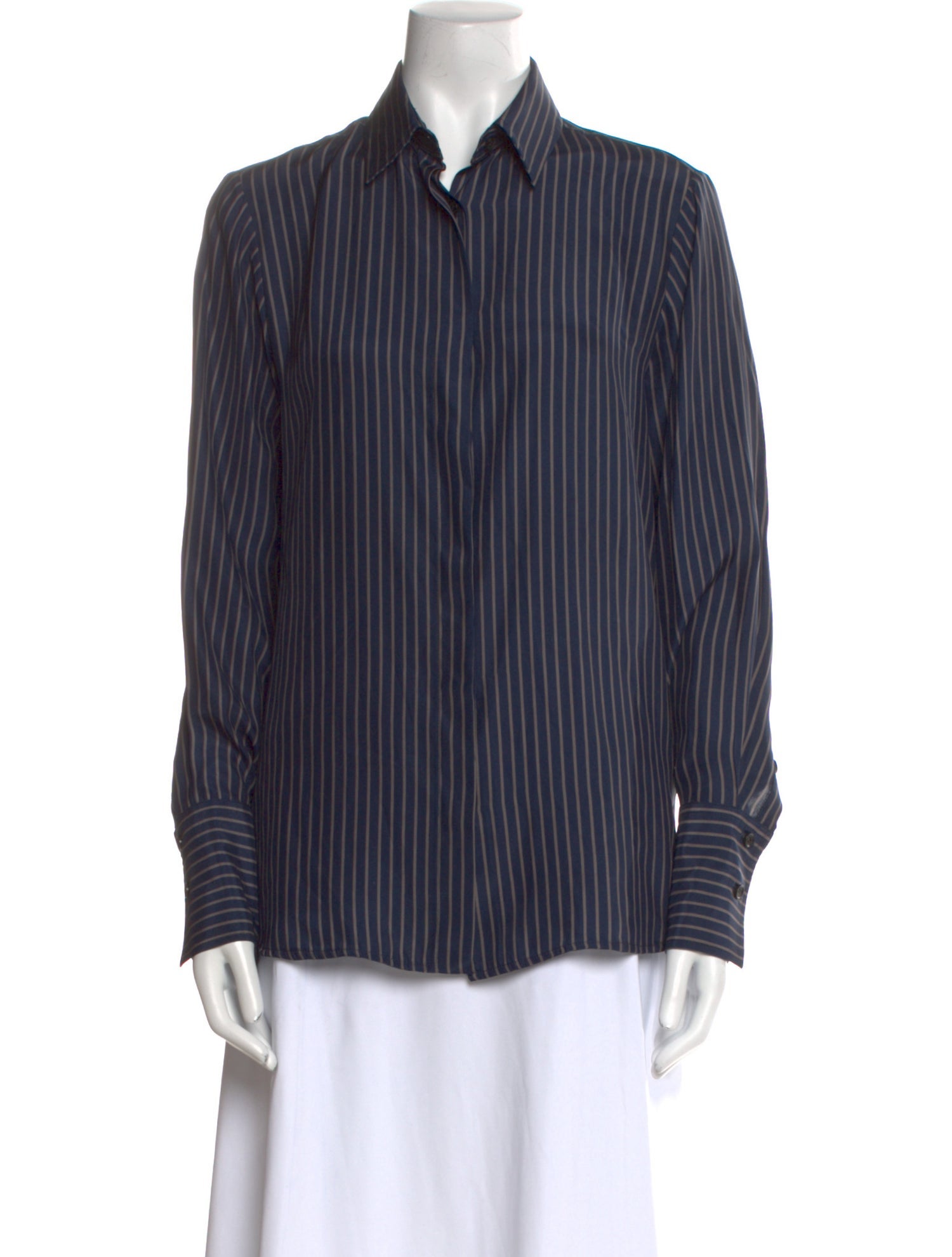 Kiton Silk Striped Button-Up Top
