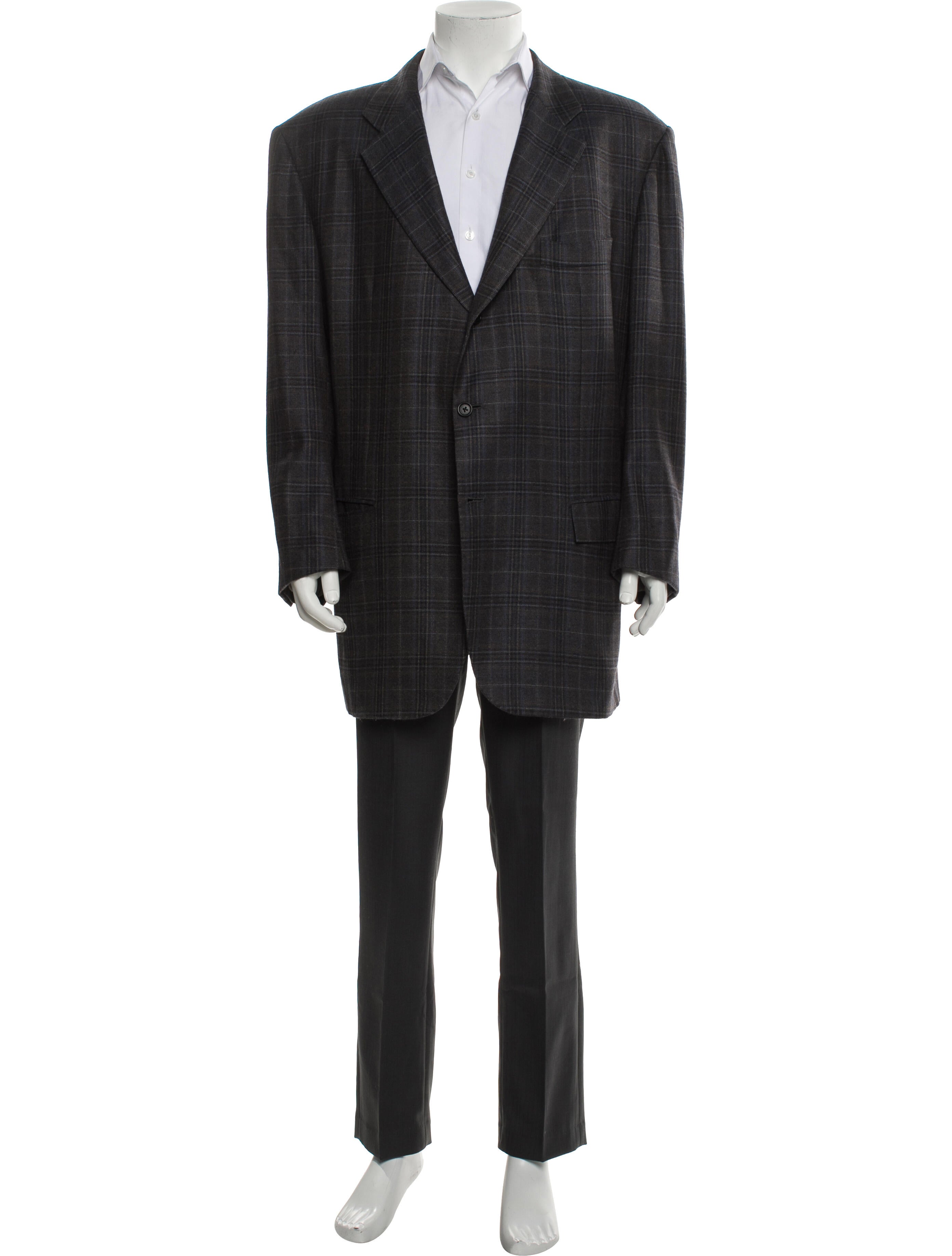 Kiton Cashmere Plaid Print Blazer