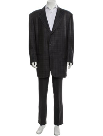 Kiton Cashmere Plaid Print Blazer