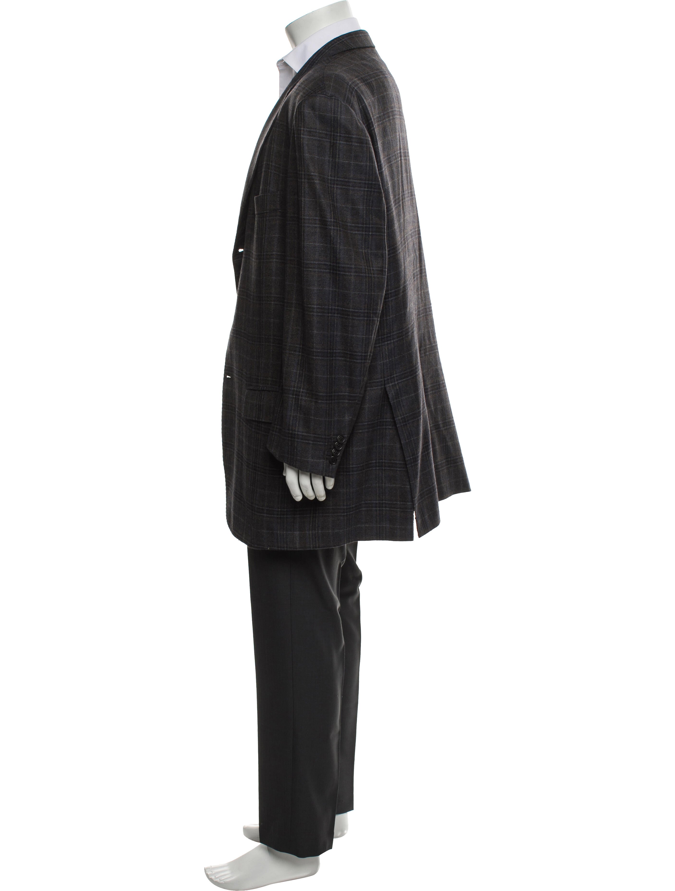 Kiton Cashmere Plaid Print Blazer