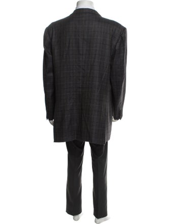 Kiton Cashmere Plaid Print Blazer