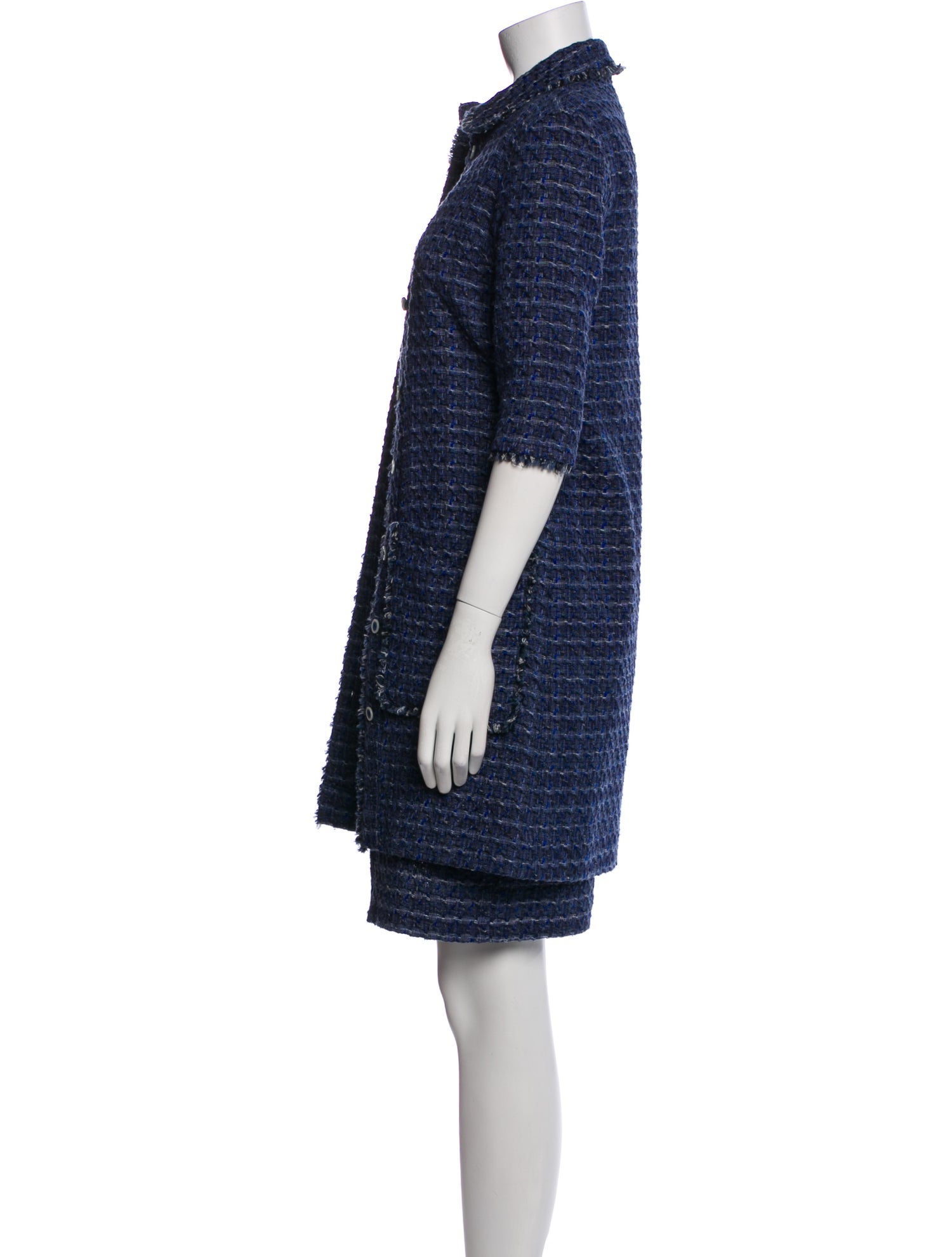 Kiton Tweed Pattern Raw-Edge Trim Dress Set