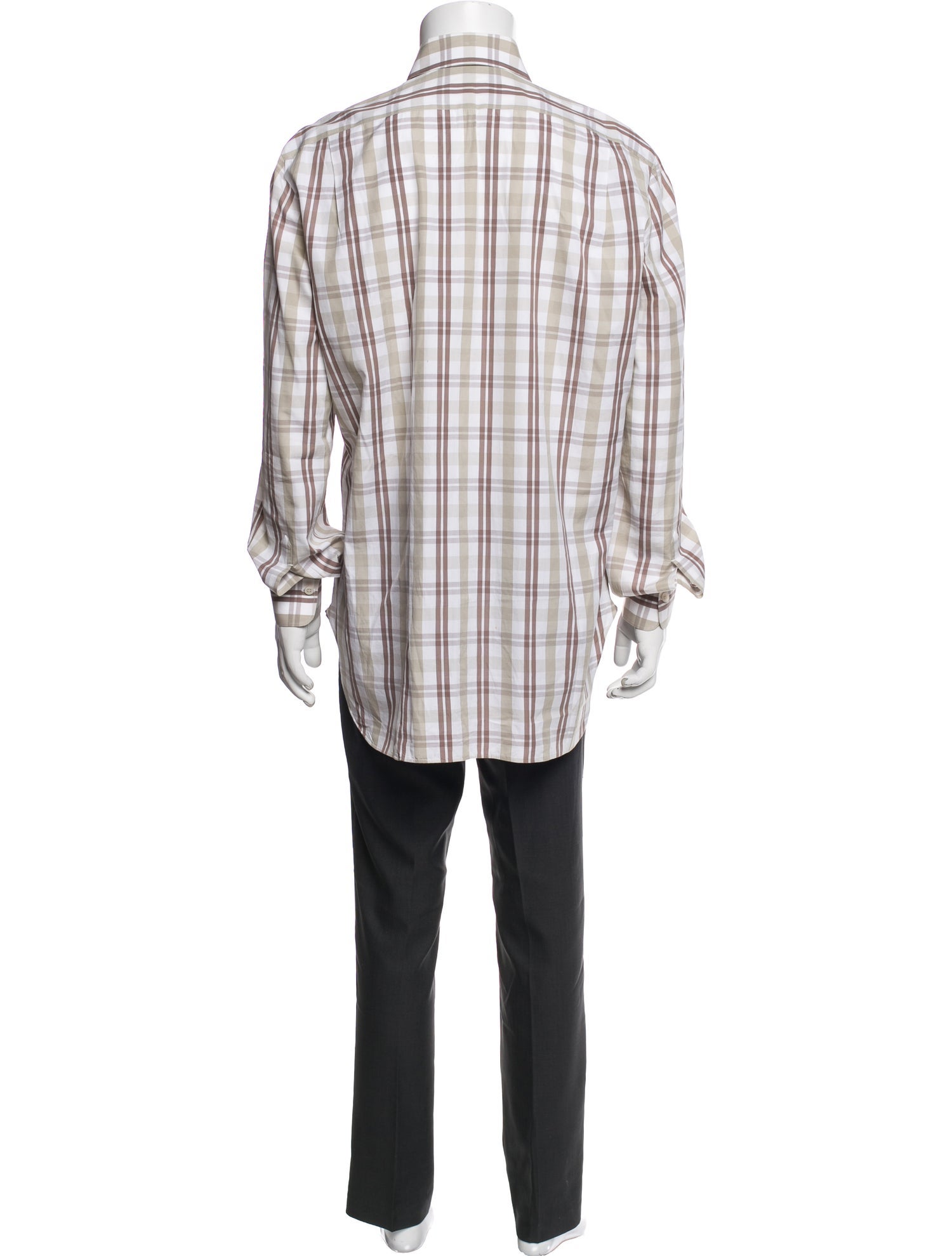 Kiton Plaid Print Long Sleeve Dress Shirt