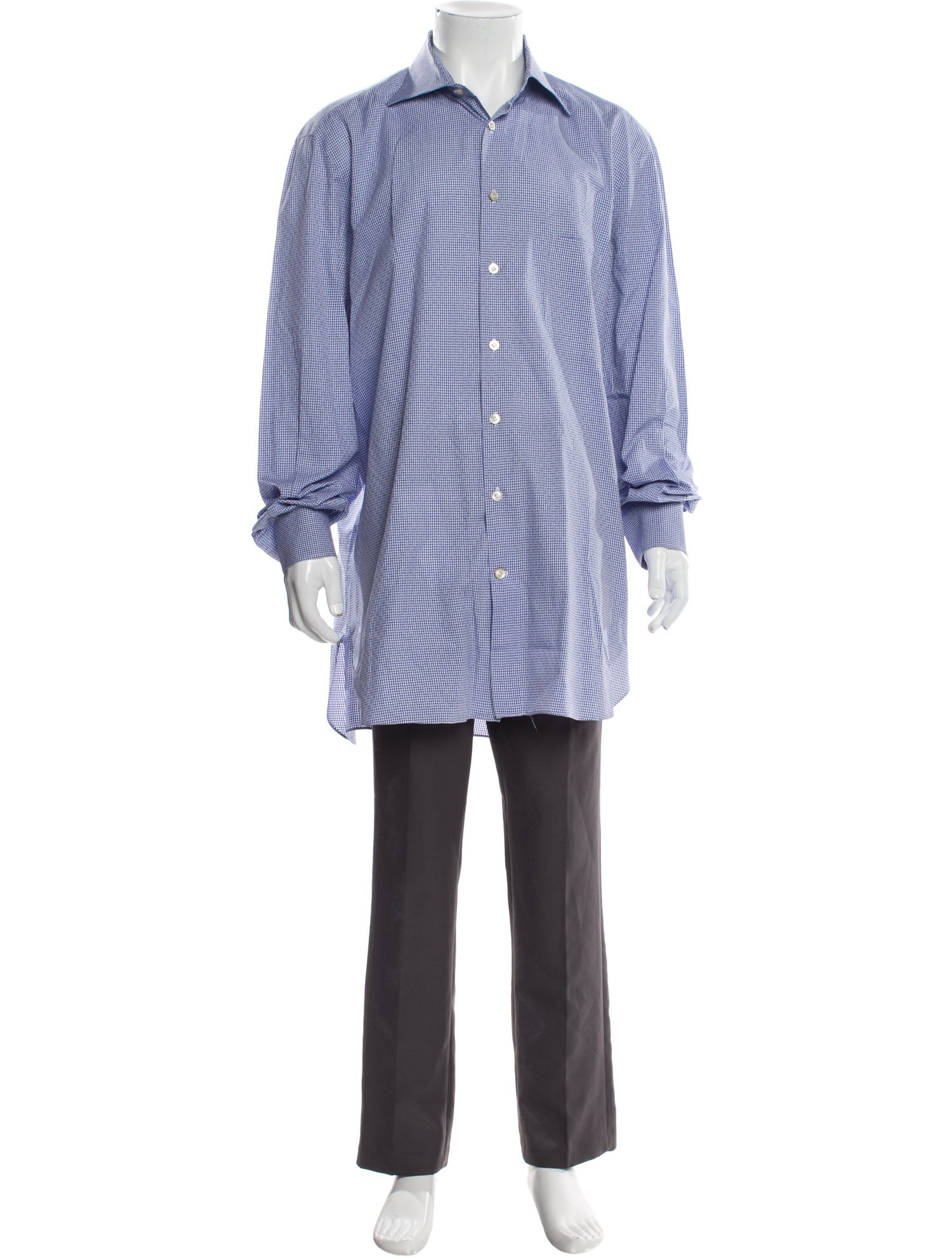 Kiton Plaid Print Long Sleeve Dress Shirt