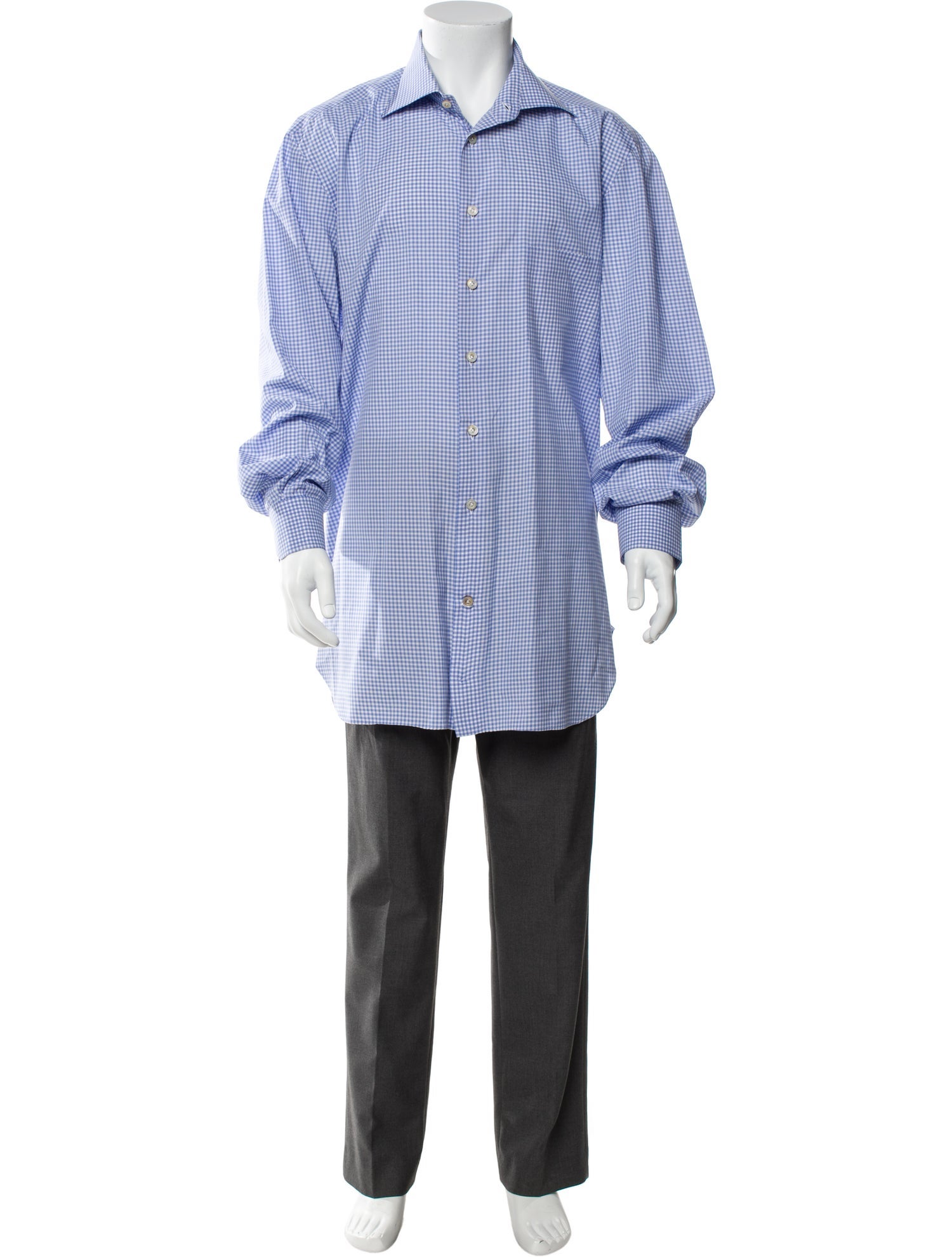 Kiton Plaid Print Long Sleeve Dress Shirt