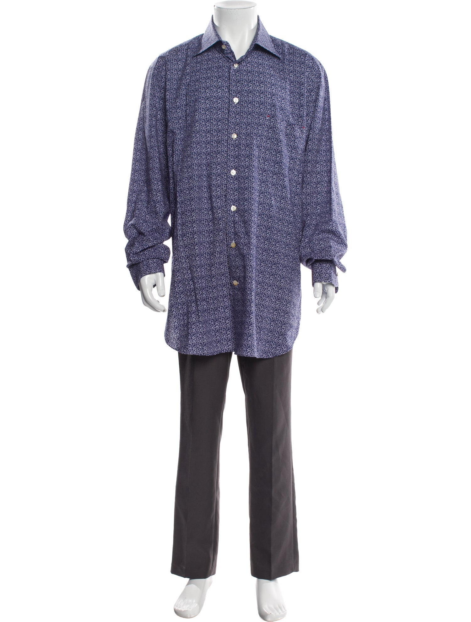 Kiton Printed Long Sleeve Dress Shirt
