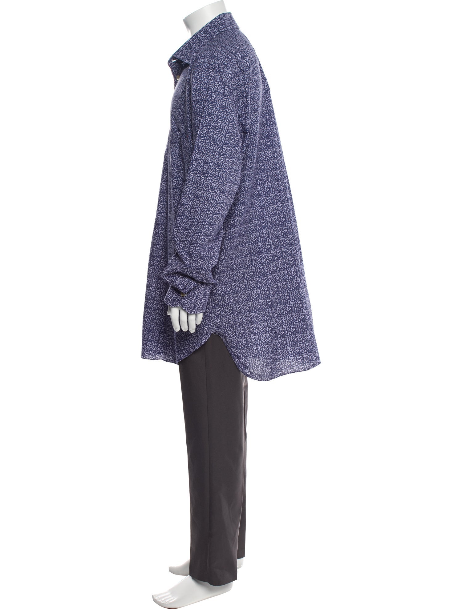 Kiton Printed Long Sleeve Dress Shirt