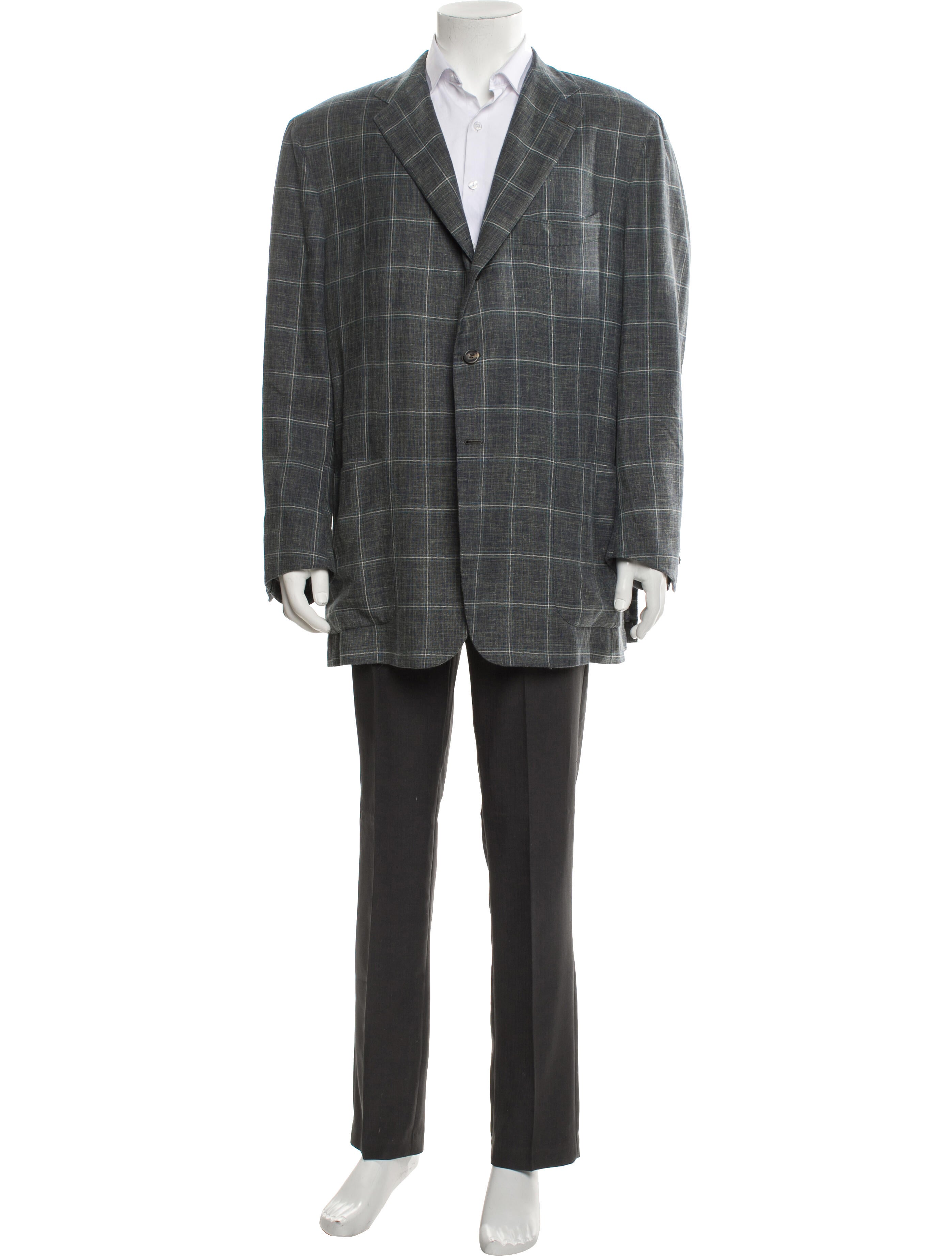 Kiton Cashmere Plaid Print Overcoat