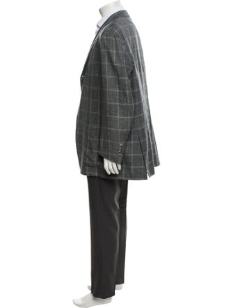 Kiton Cashmere Plaid Print Overcoat