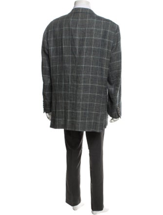 Kiton Cashmere Plaid Print Overcoat