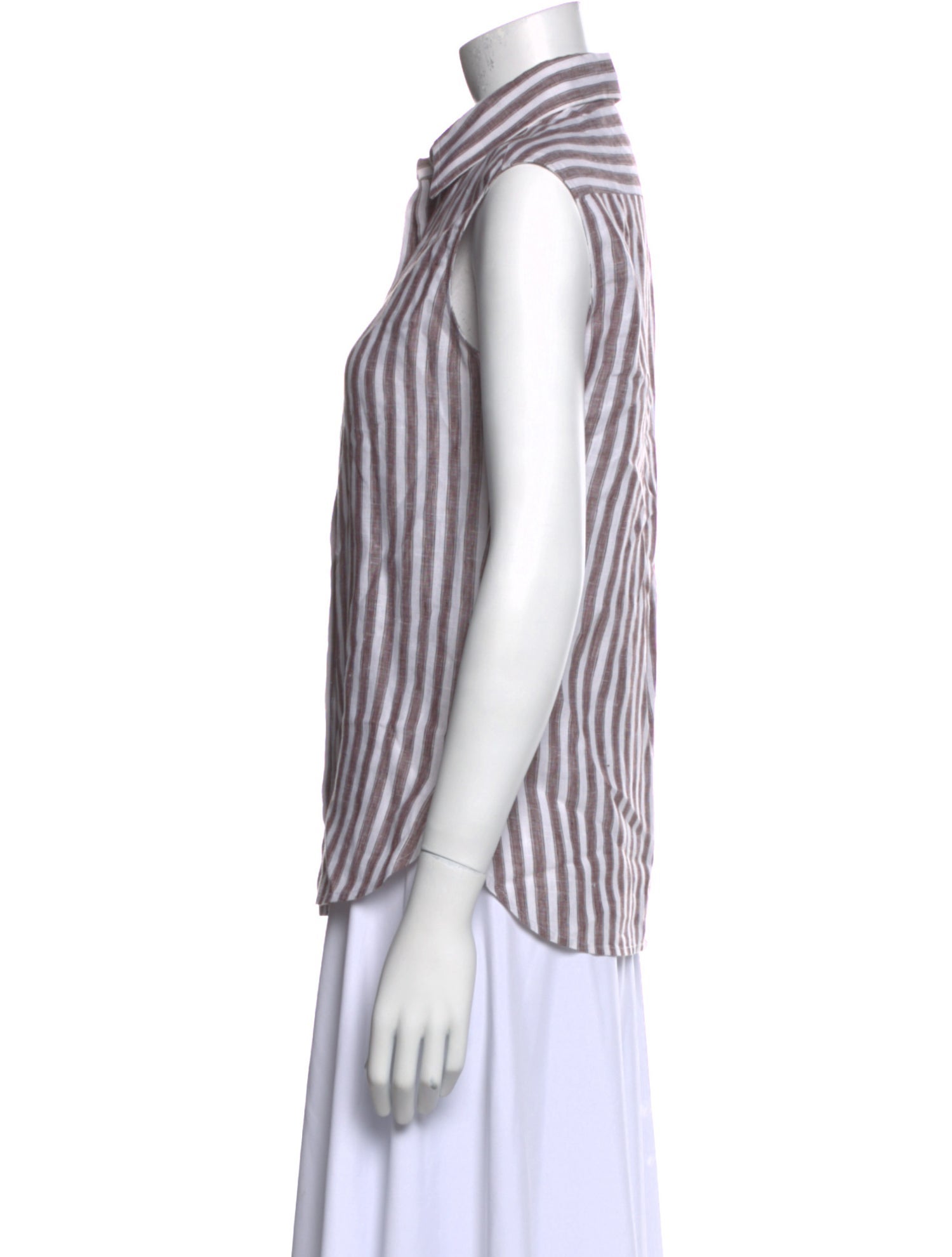 Kiton Striped Sleeveless Button-Up Top