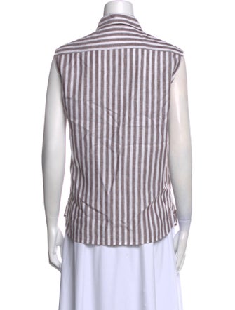 Kiton Striped Sleeveless Button-Up Top