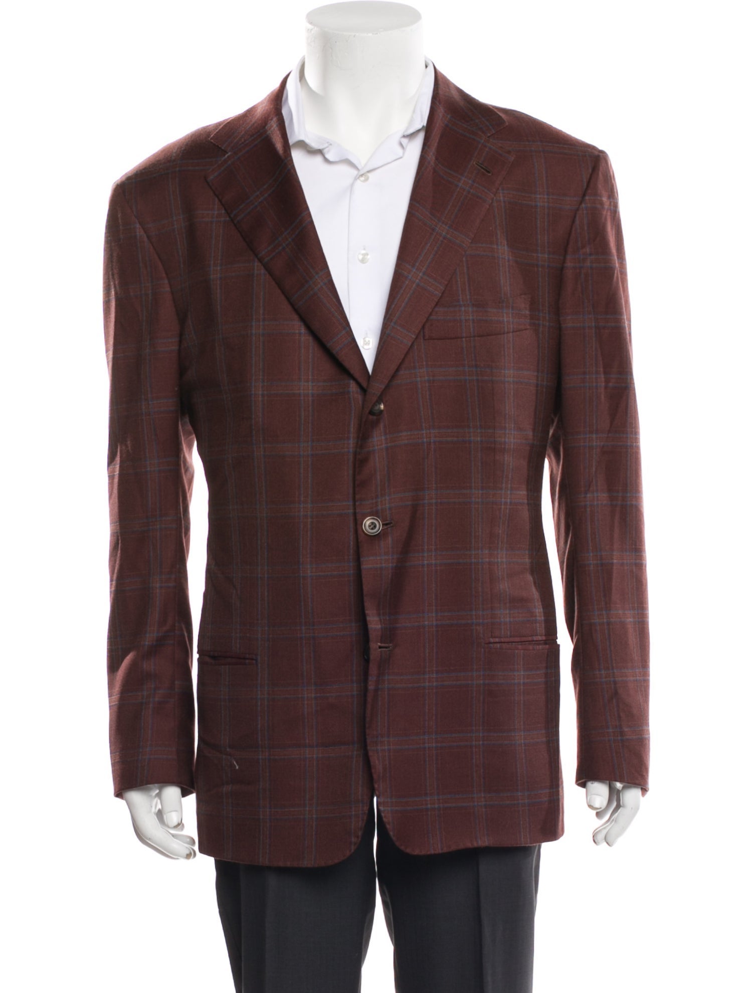 Kiton Cashmere Plaid Print Blazer