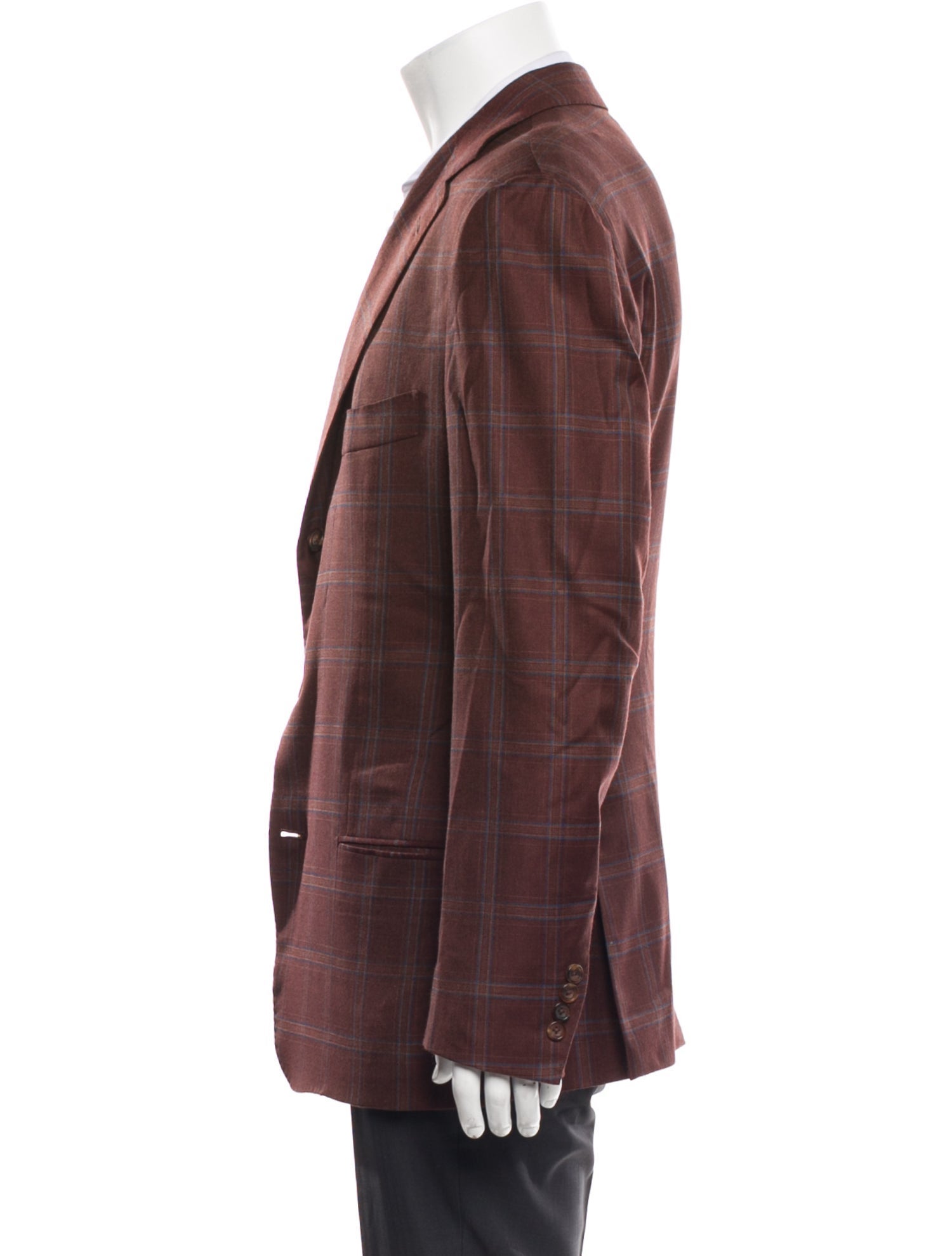 Kiton Cashmere Plaid Print Blazer