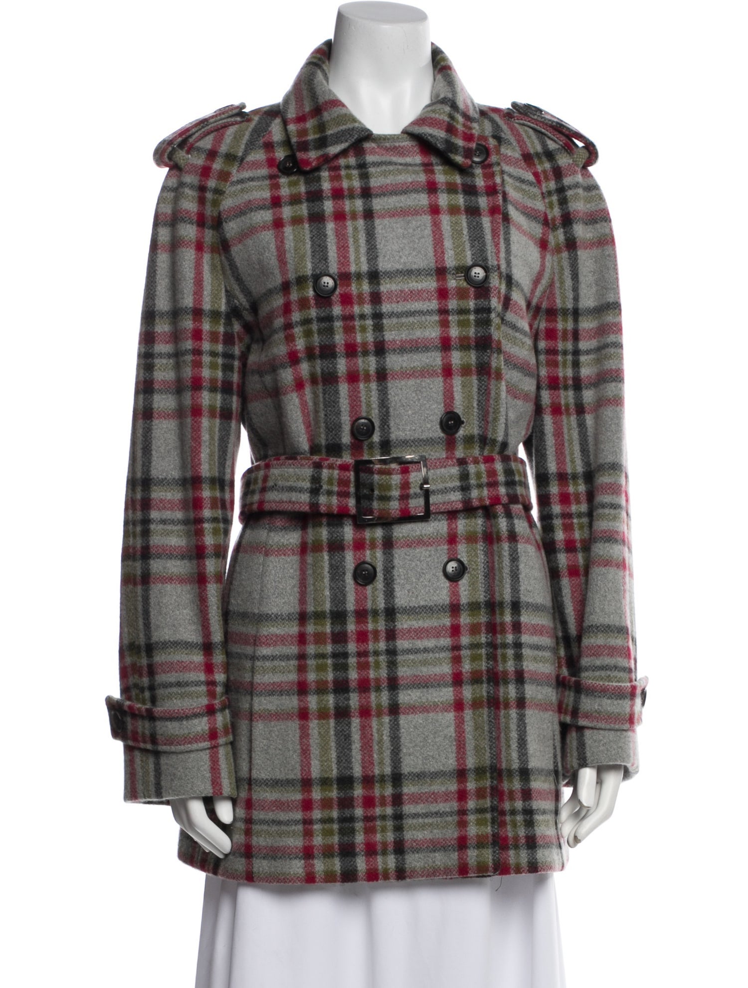 Kiton Cashmere Plaid Print Peacoat