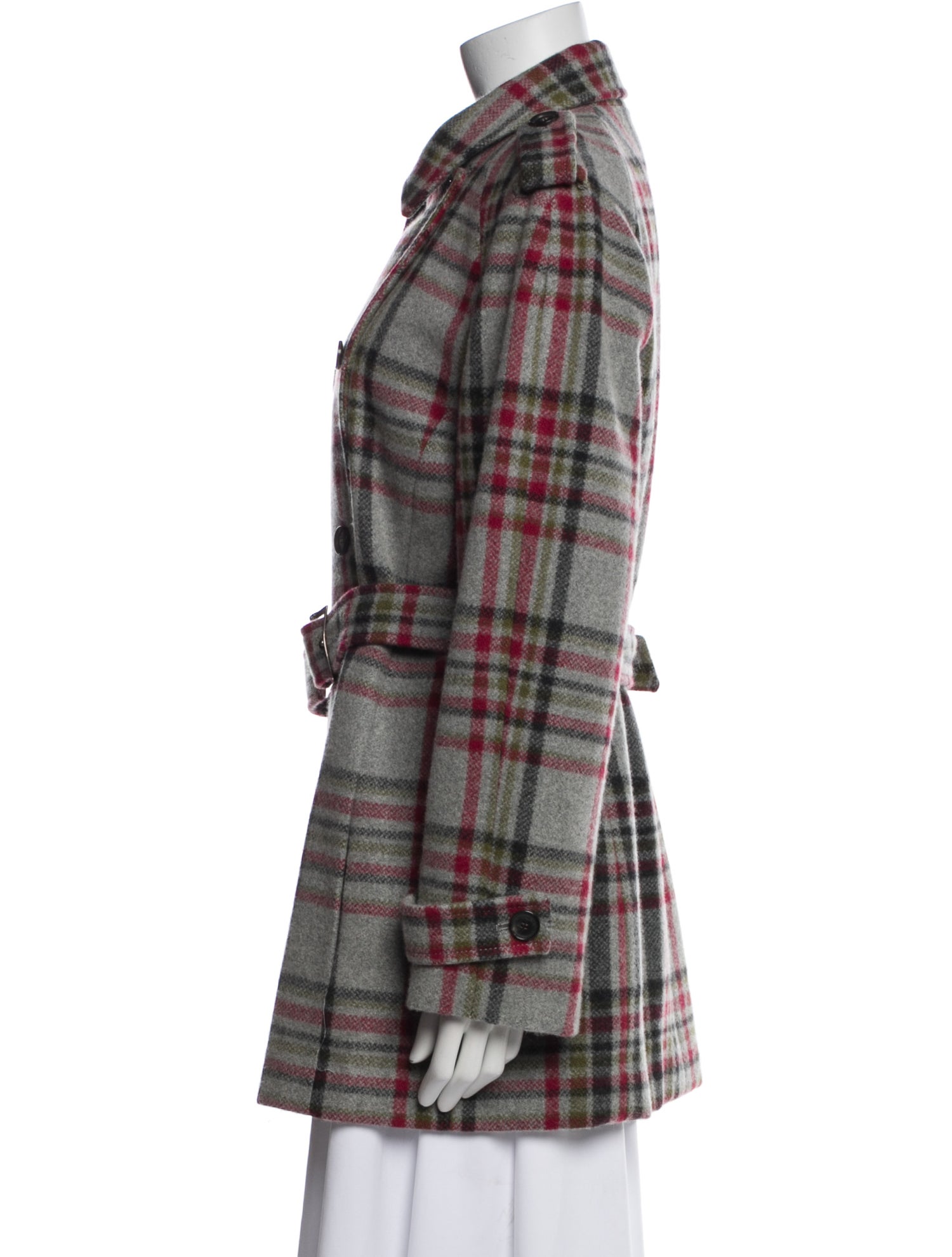 Kiton Cashmere Plaid Print Peacoat