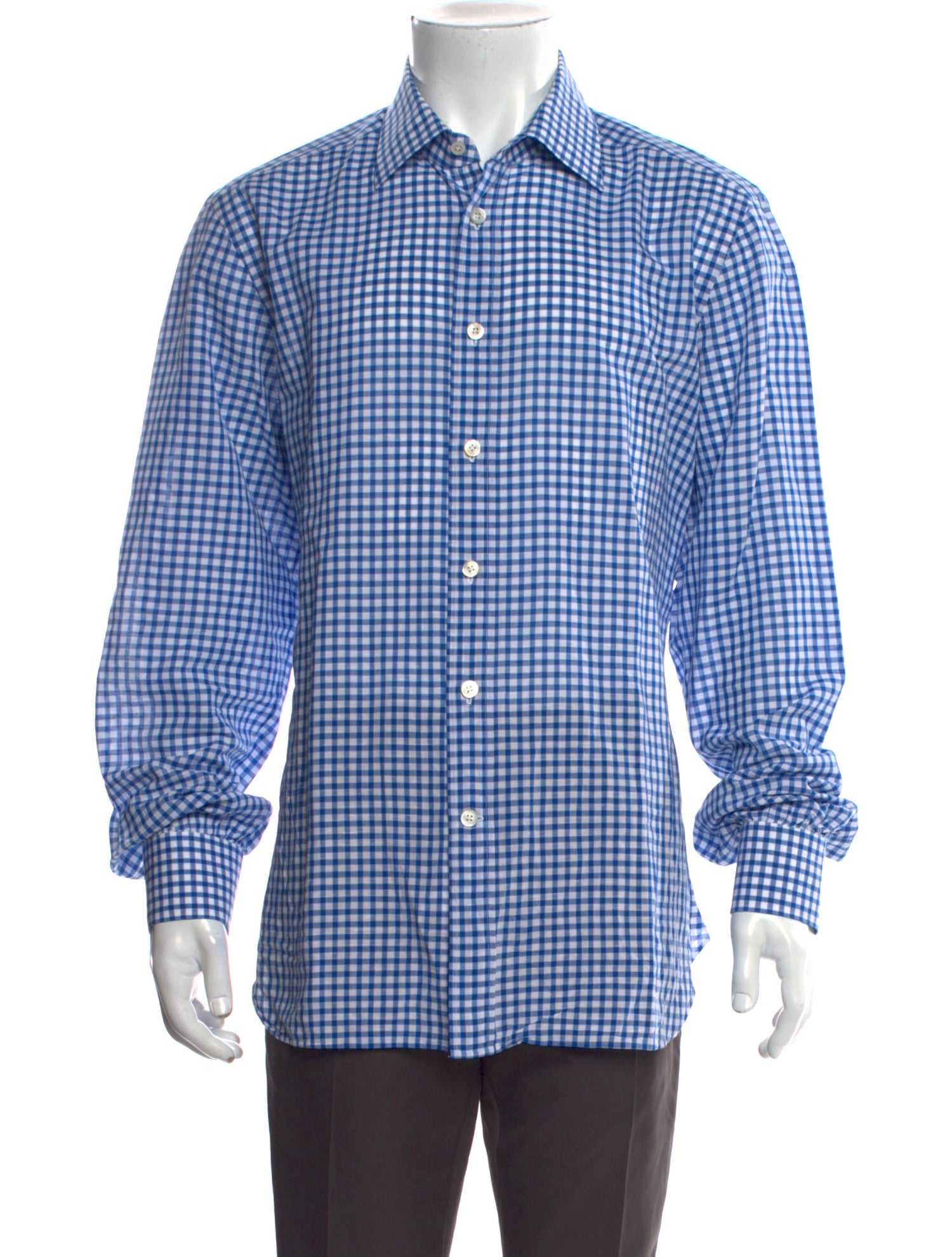 Kiton Plaid Print Long Sleeve Dress Shirt