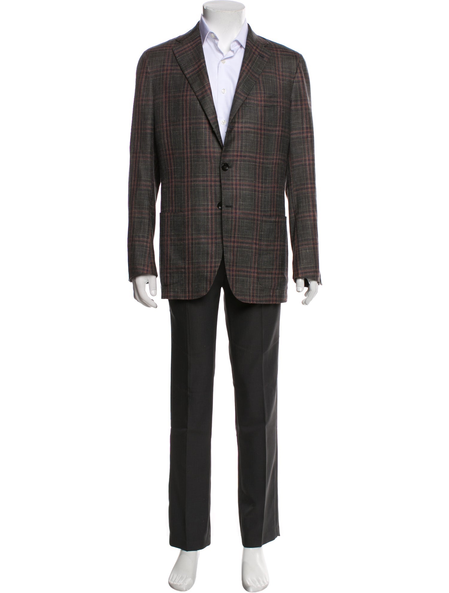 Kiton Cashmere Plaid Print Blazer