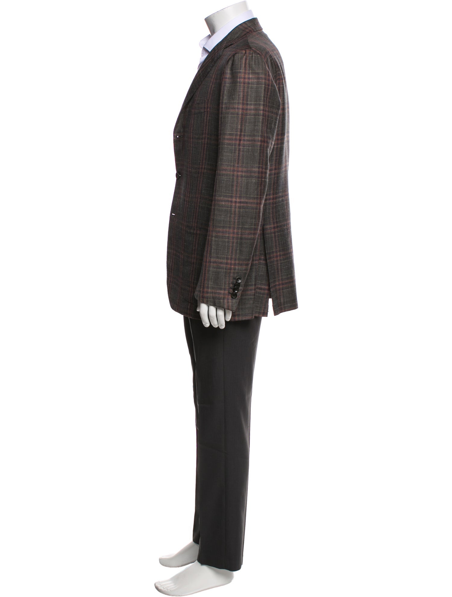 Kiton Cashmere Plaid Print Blazer