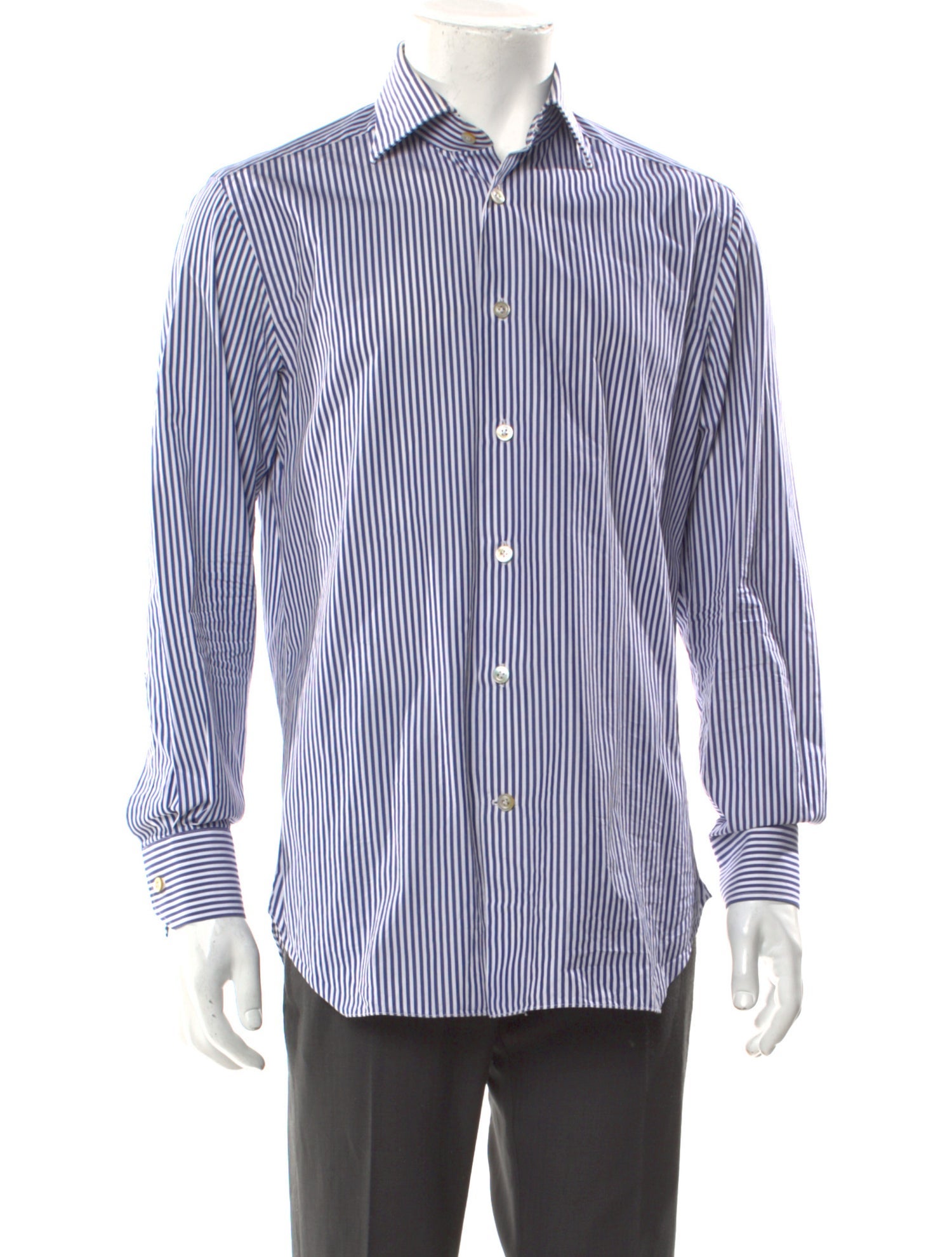 Kiton Striped Long Sleeve Dress Shirt