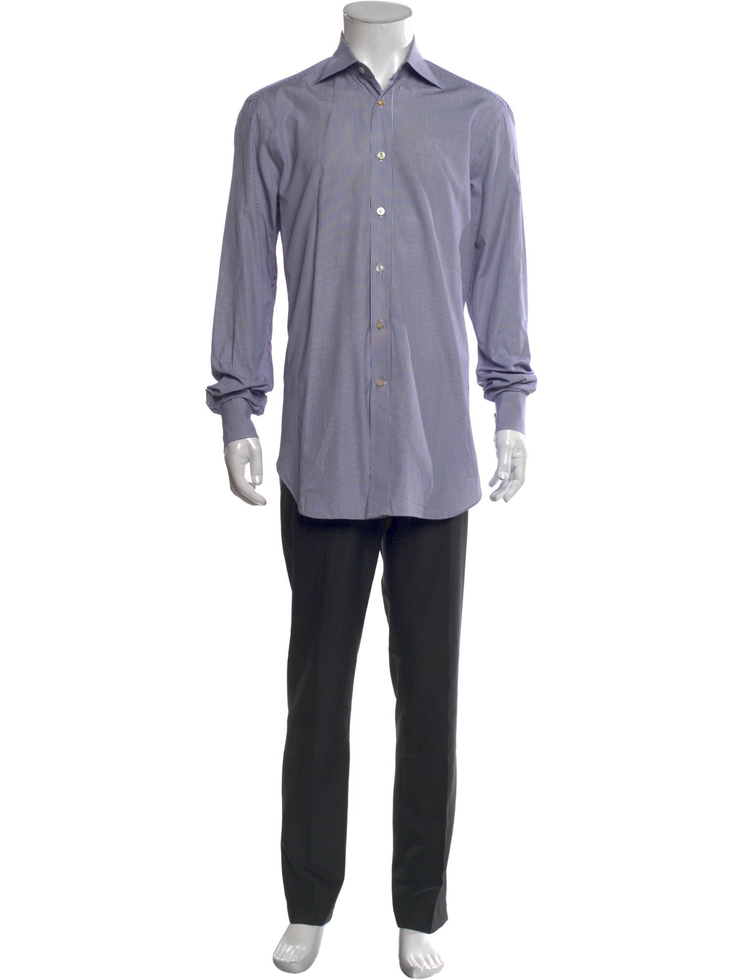 Kiton Striped Long Sleeve Dress Shirt