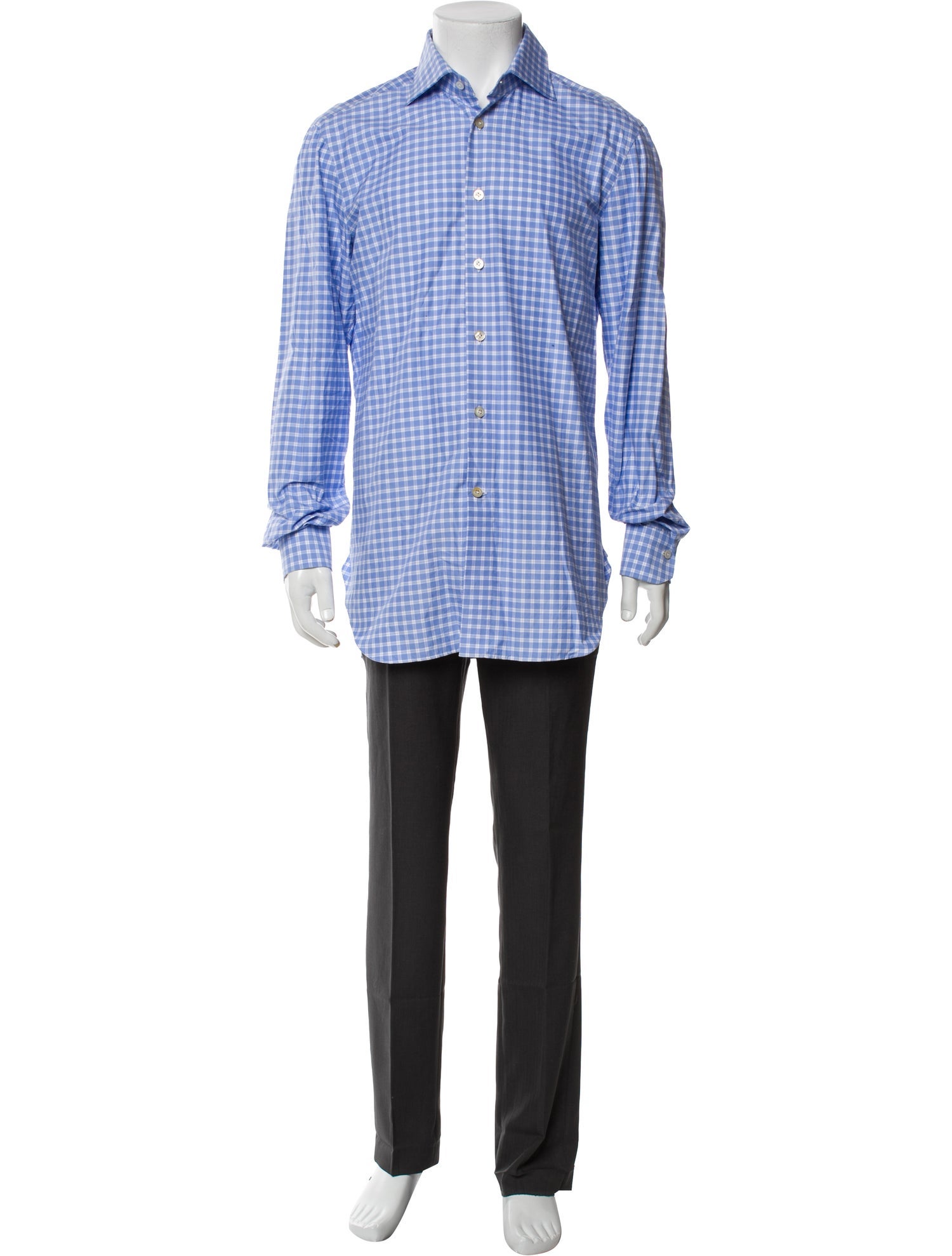 Kiton Plaid Print Long Sleeve Dress Shirt