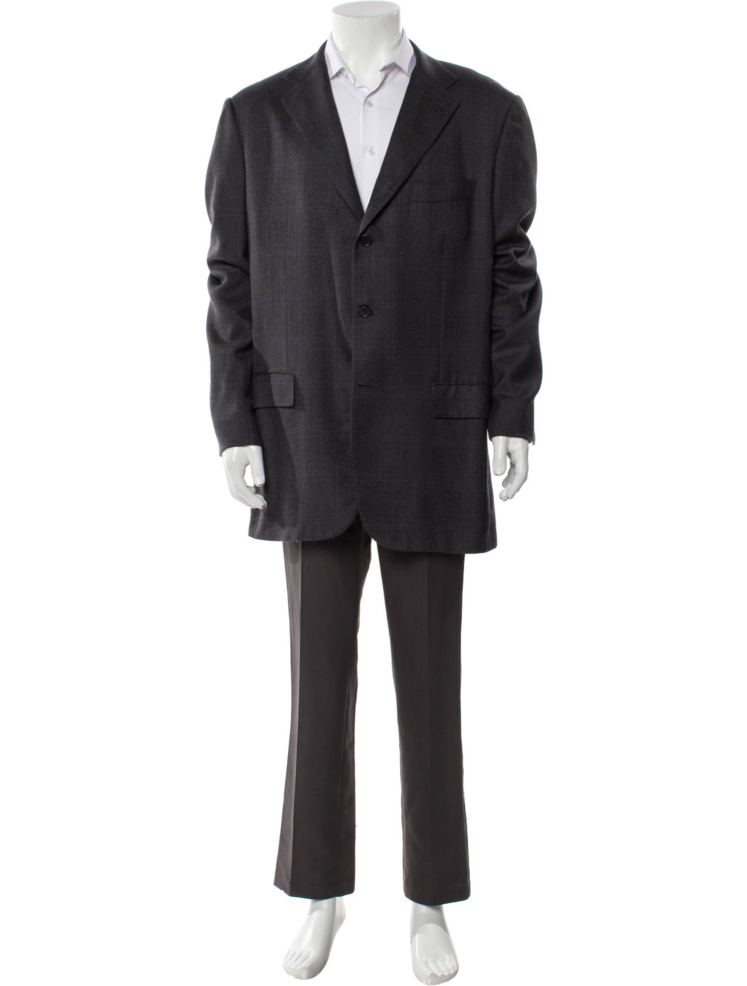 Kiton Cashmere Plaid Print Blazer