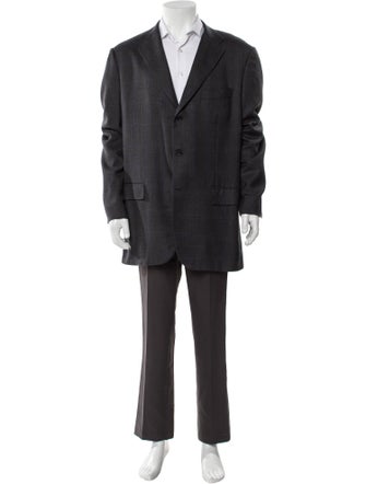 Kiton Cashmere Plaid Print Blazer