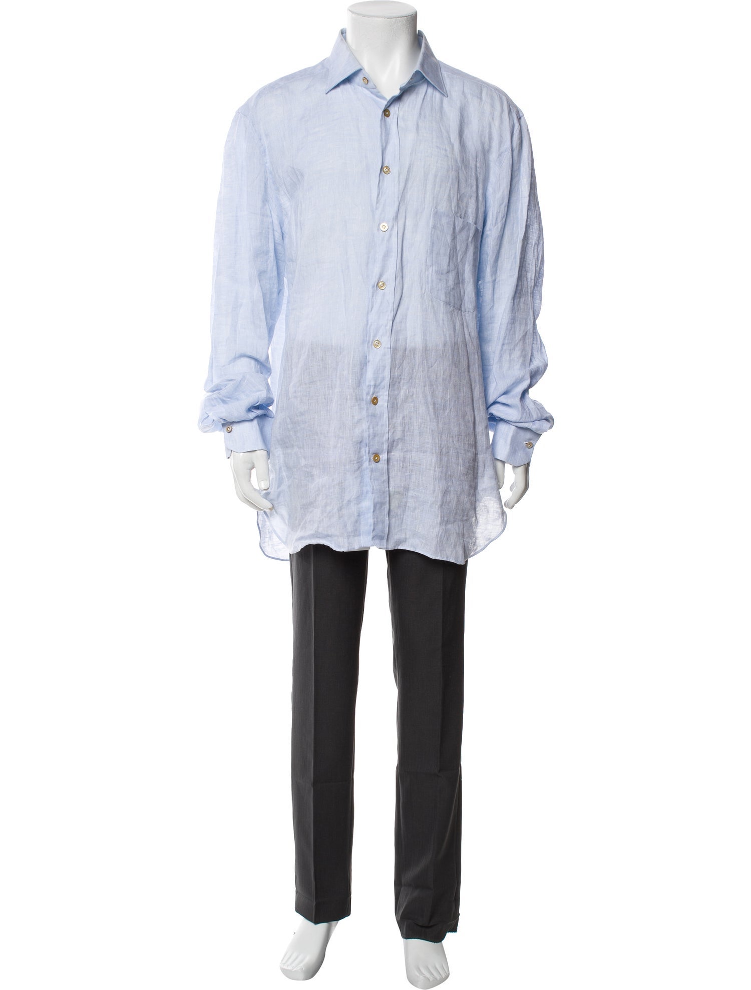 Kiton Linen Long Sleeve Dress Shirt