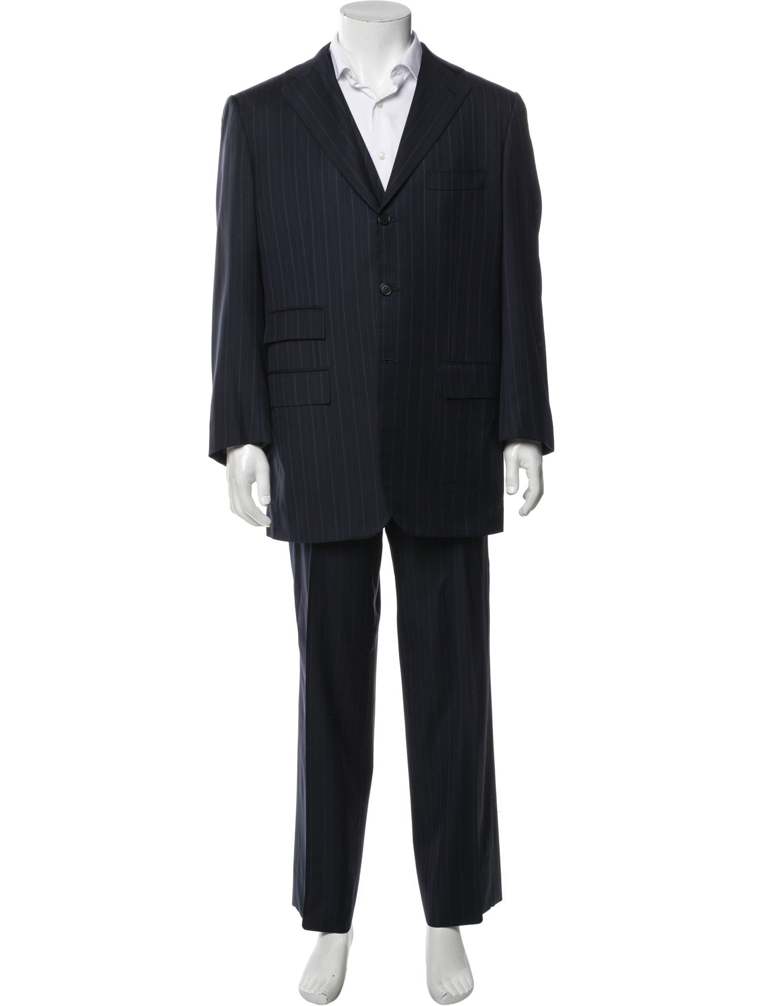 Kiton Striped Wool Three Piece Suit