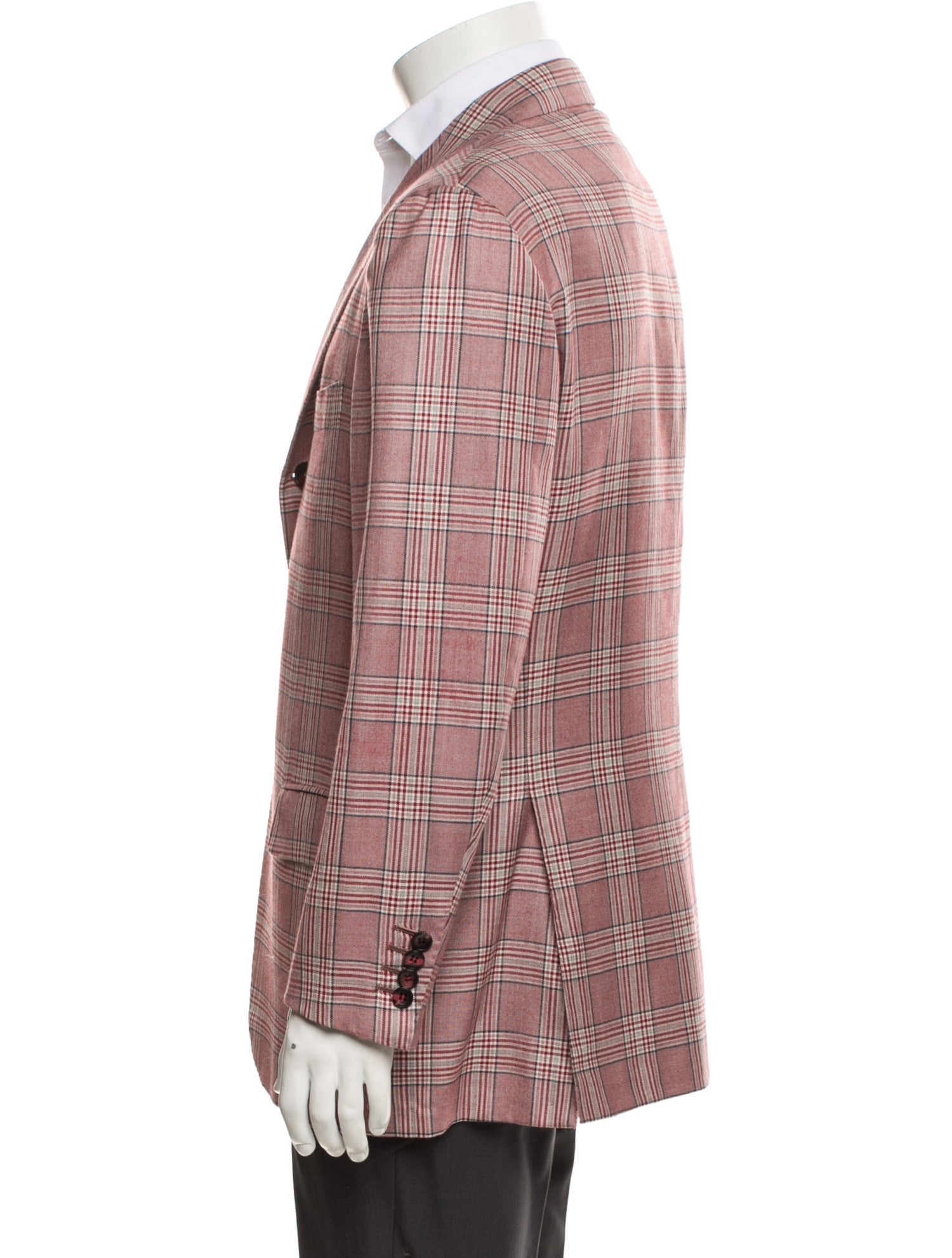 Kiton Cashmere Plaid Print Blazer