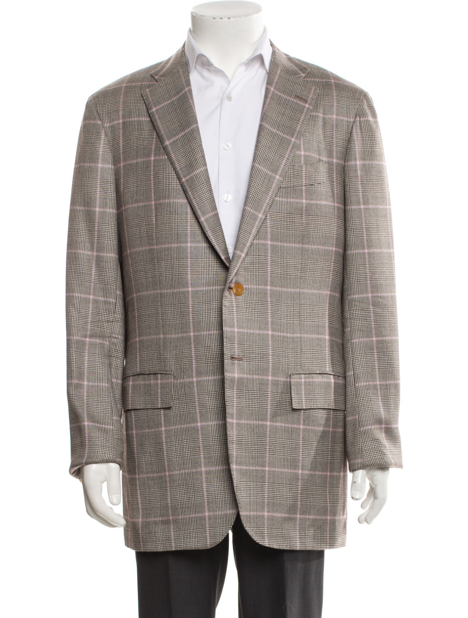 Kiton Cashmere Plaid Print Blazer