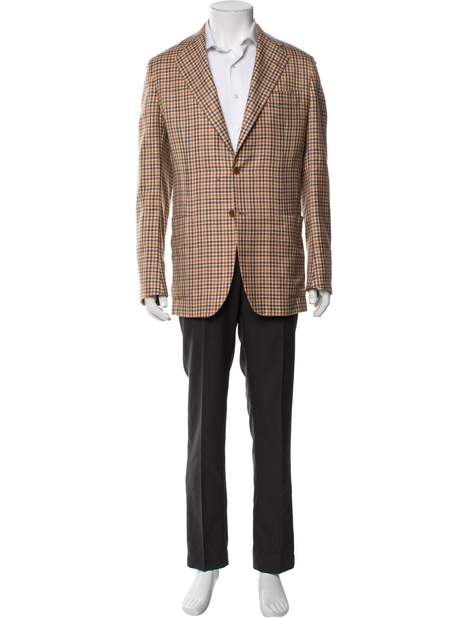 Kiton Cashmere Plaid Print Blazer