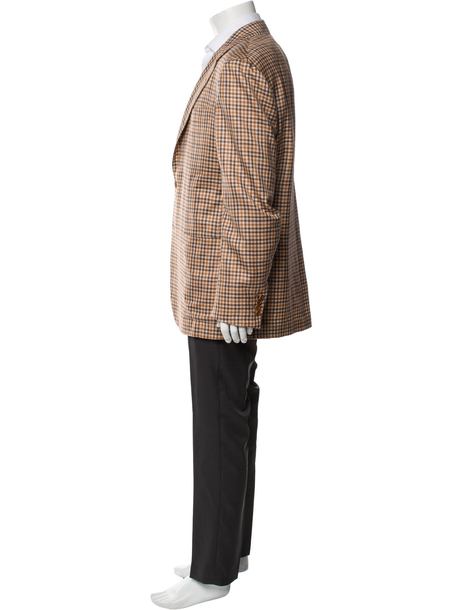 Kiton Cashmere Plaid Print Blazer