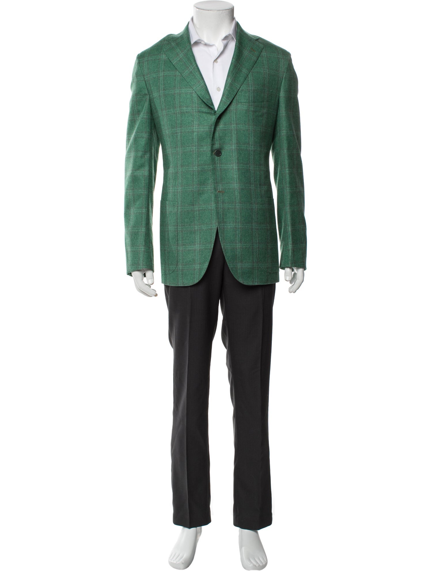 Kiton Silk Plaid Print Blazer