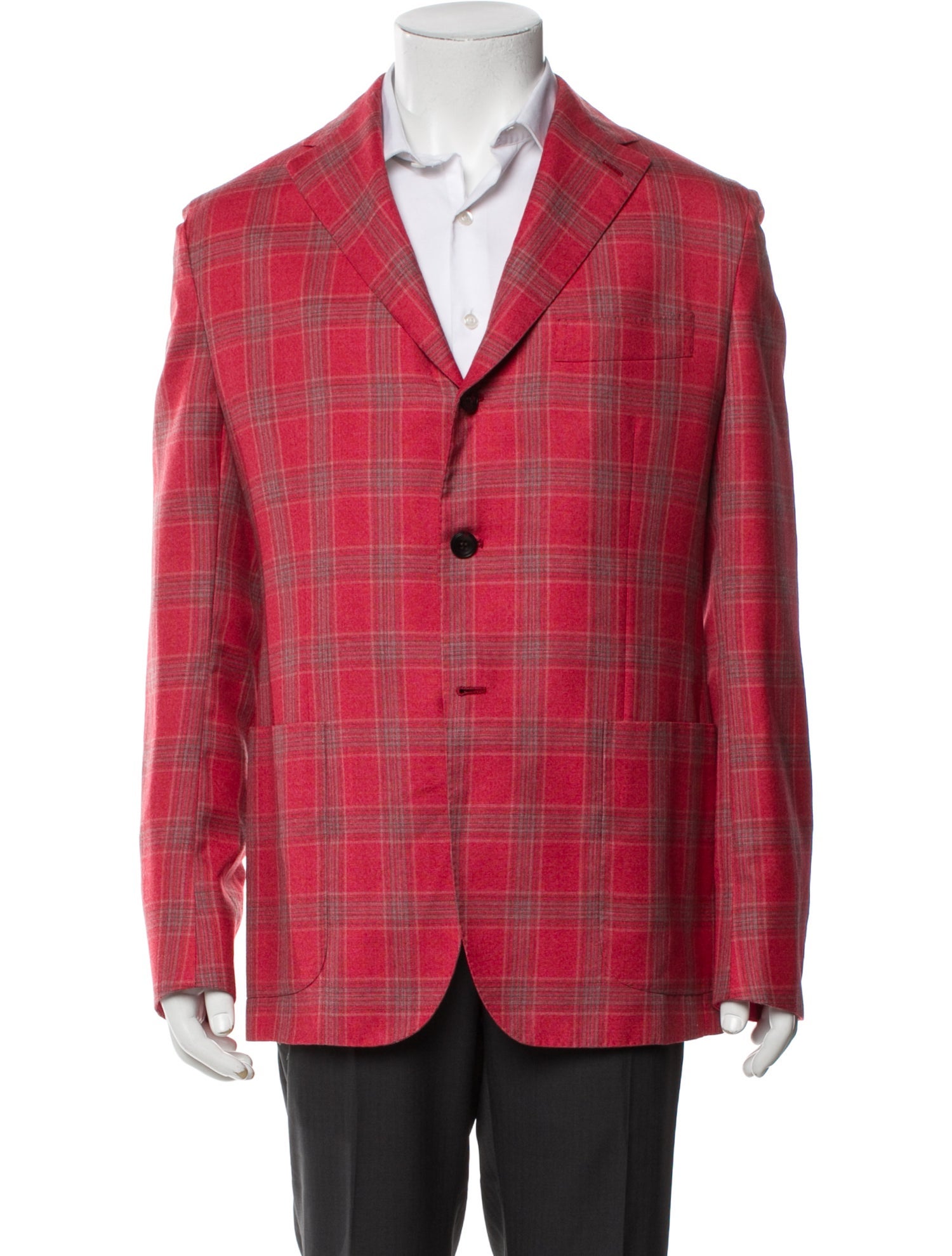 Kiton Cashmere Plaid Print Blazer