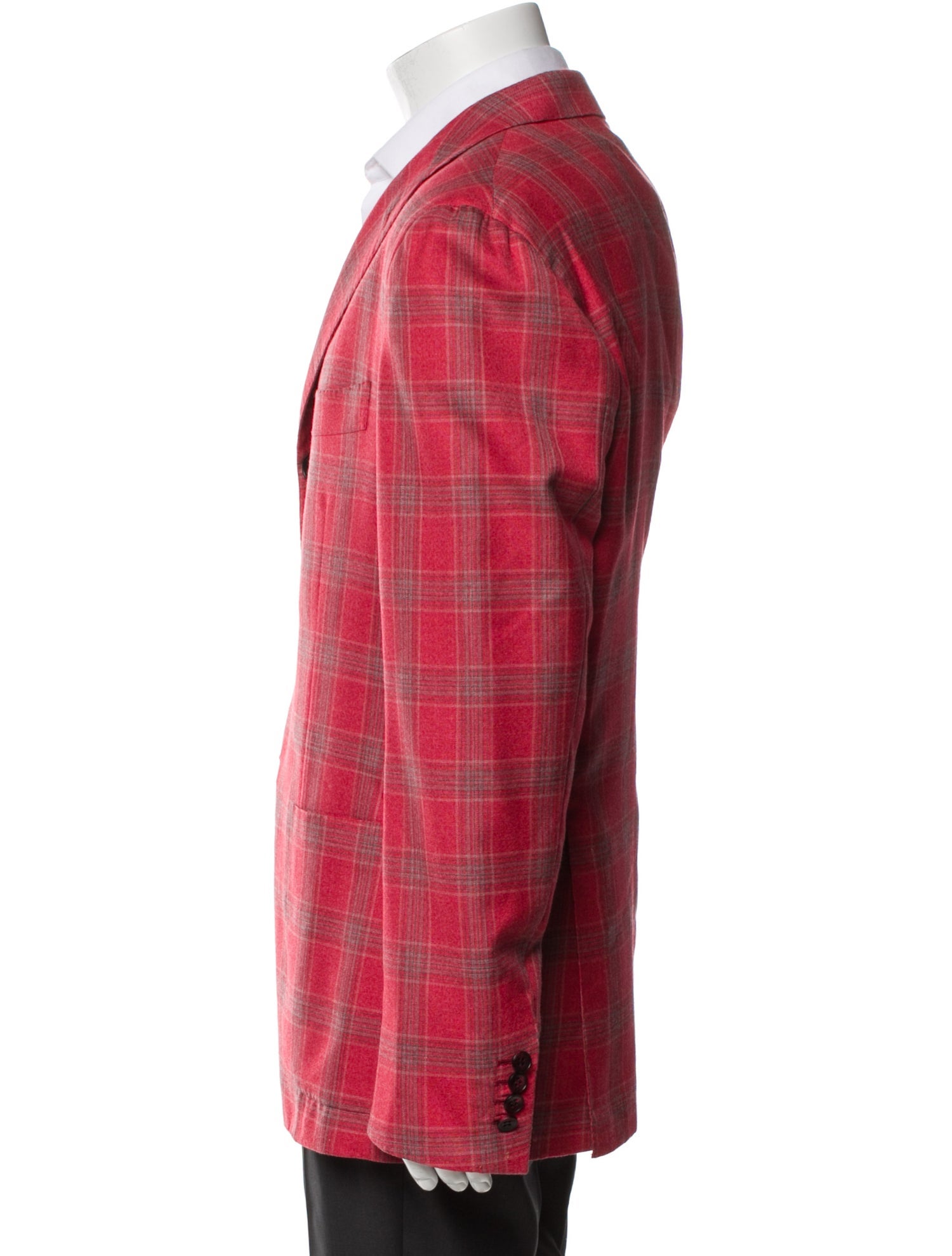 Kiton Cashmere Plaid Print Blazer