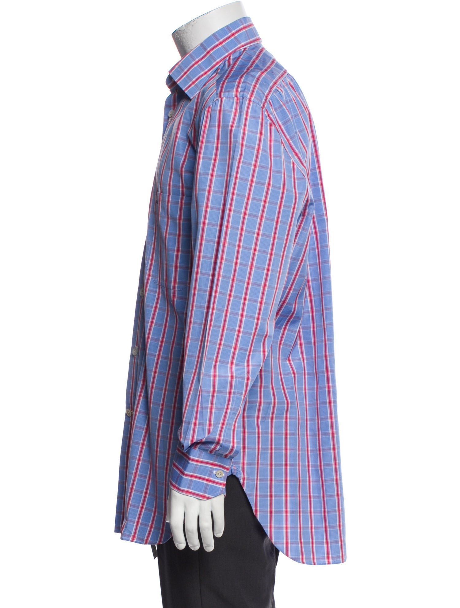 Kiton Plaid Print Long Sleeve Dress Shirt