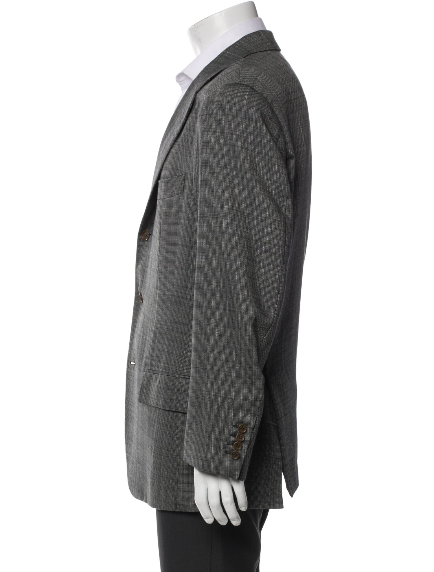 Kiton Cashmere Plaid Print Blazer
