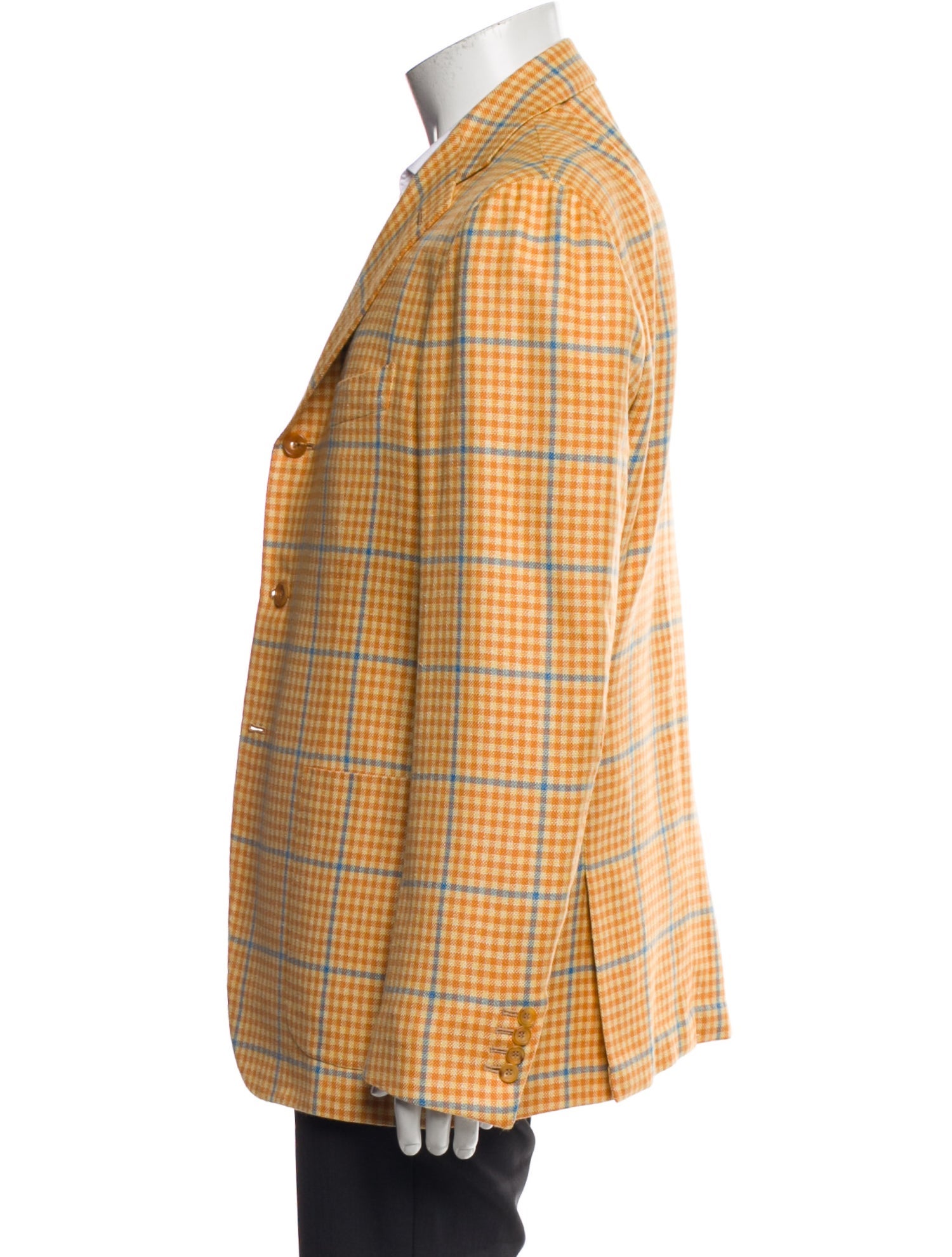 Kiton Silk Plaid Print Blazer