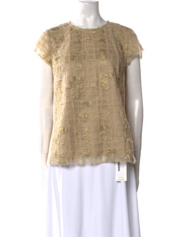 Pre-owned Kiton Silk Crew Neck Top In Neutral
