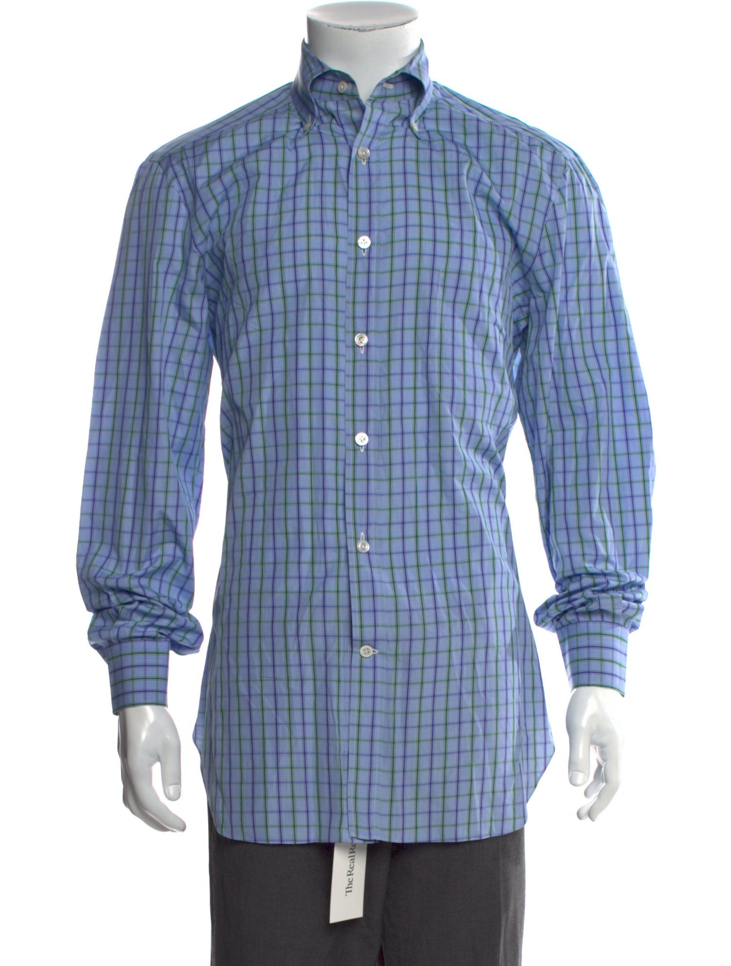 Kiton Plaid Print Long Sleeve Dress Shirt
