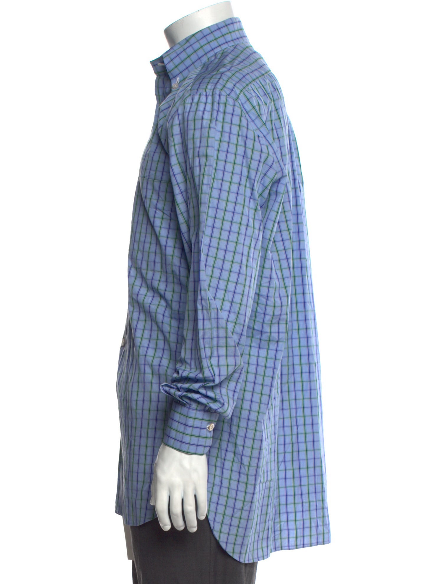 Kiton Plaid Print Long Sleeve Dress Shirt