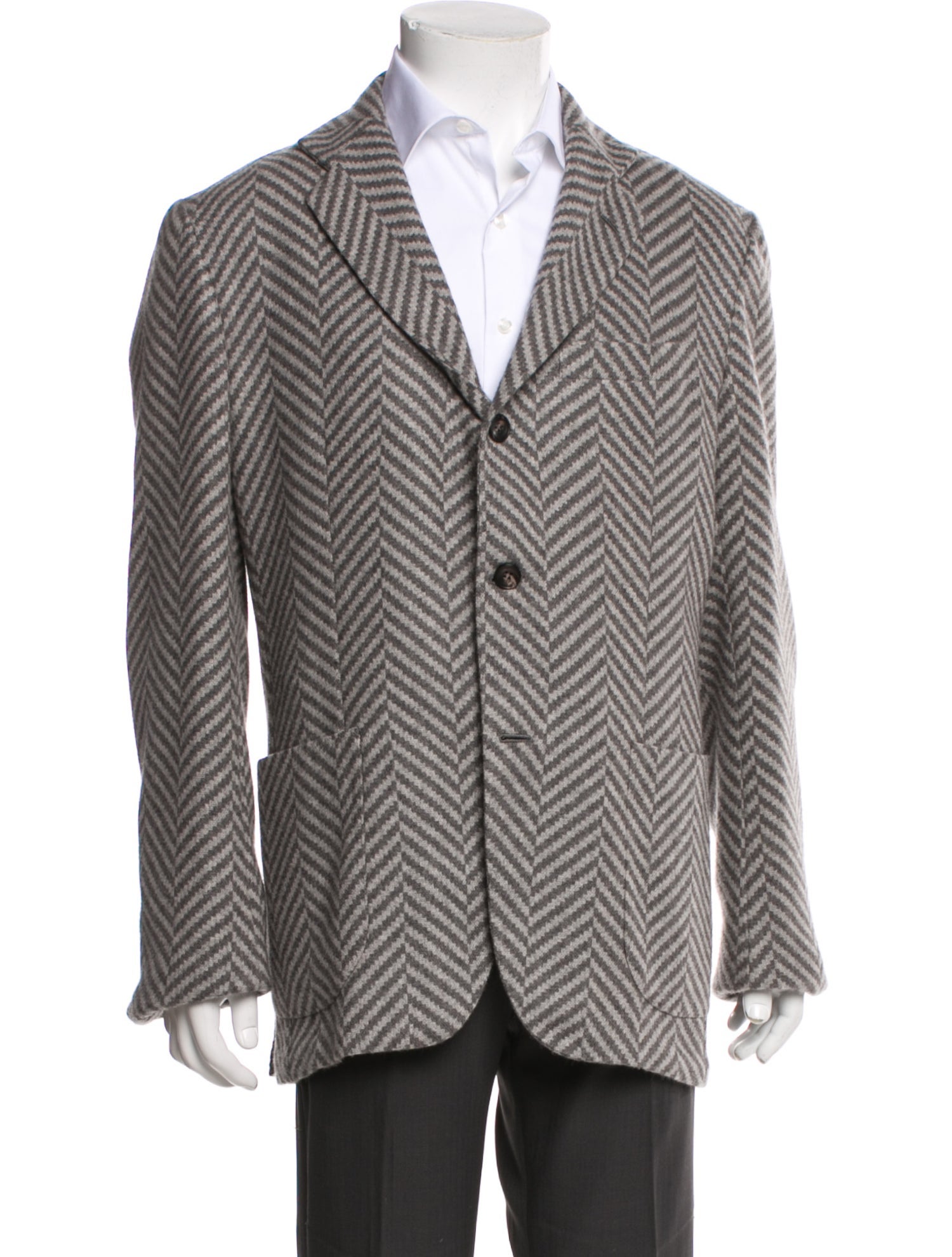 Kiton Cashmere Plaid Print Peacoat