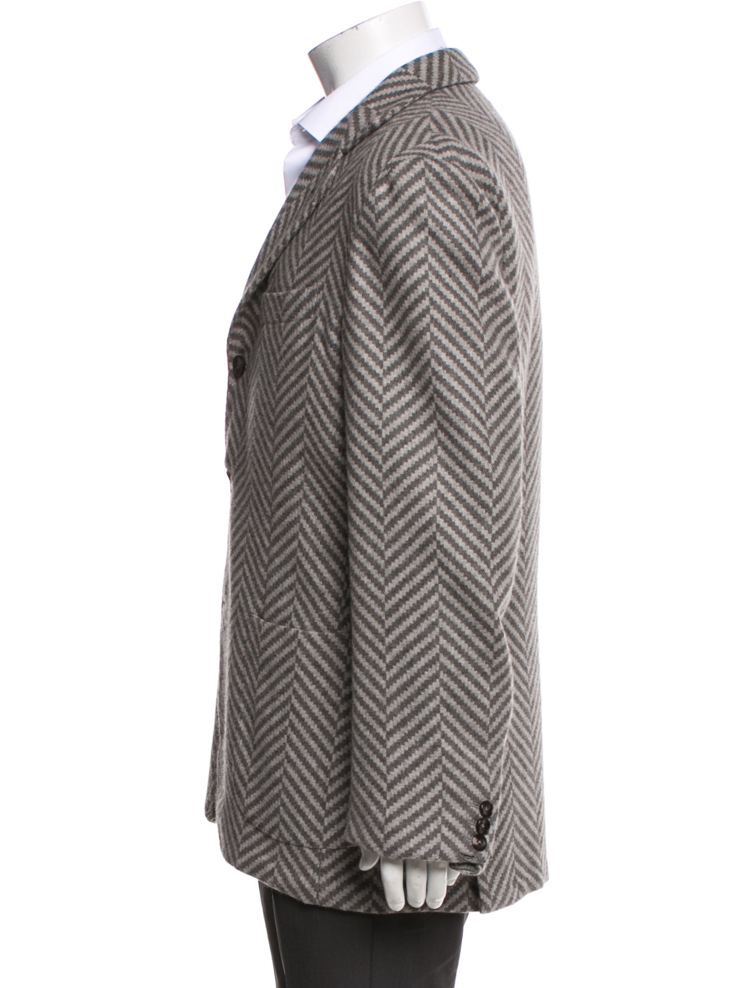 Kiton Cashmere Plaid Print Peacoat