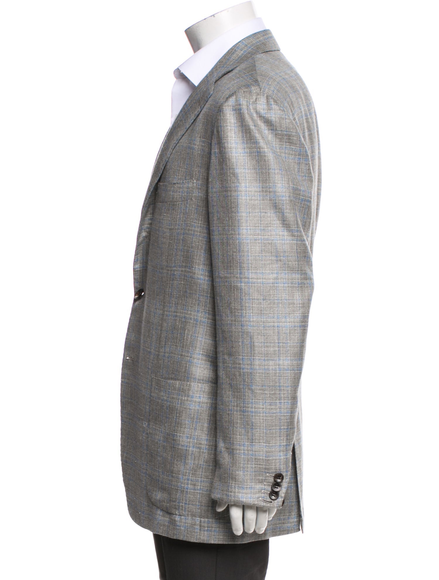 Kiton Cashmere Plaid Print Overcoat