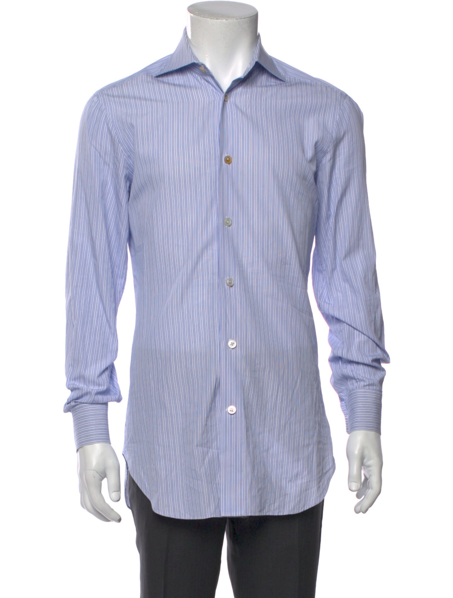 Kiton Striped Long Sleeve Dress Shirt